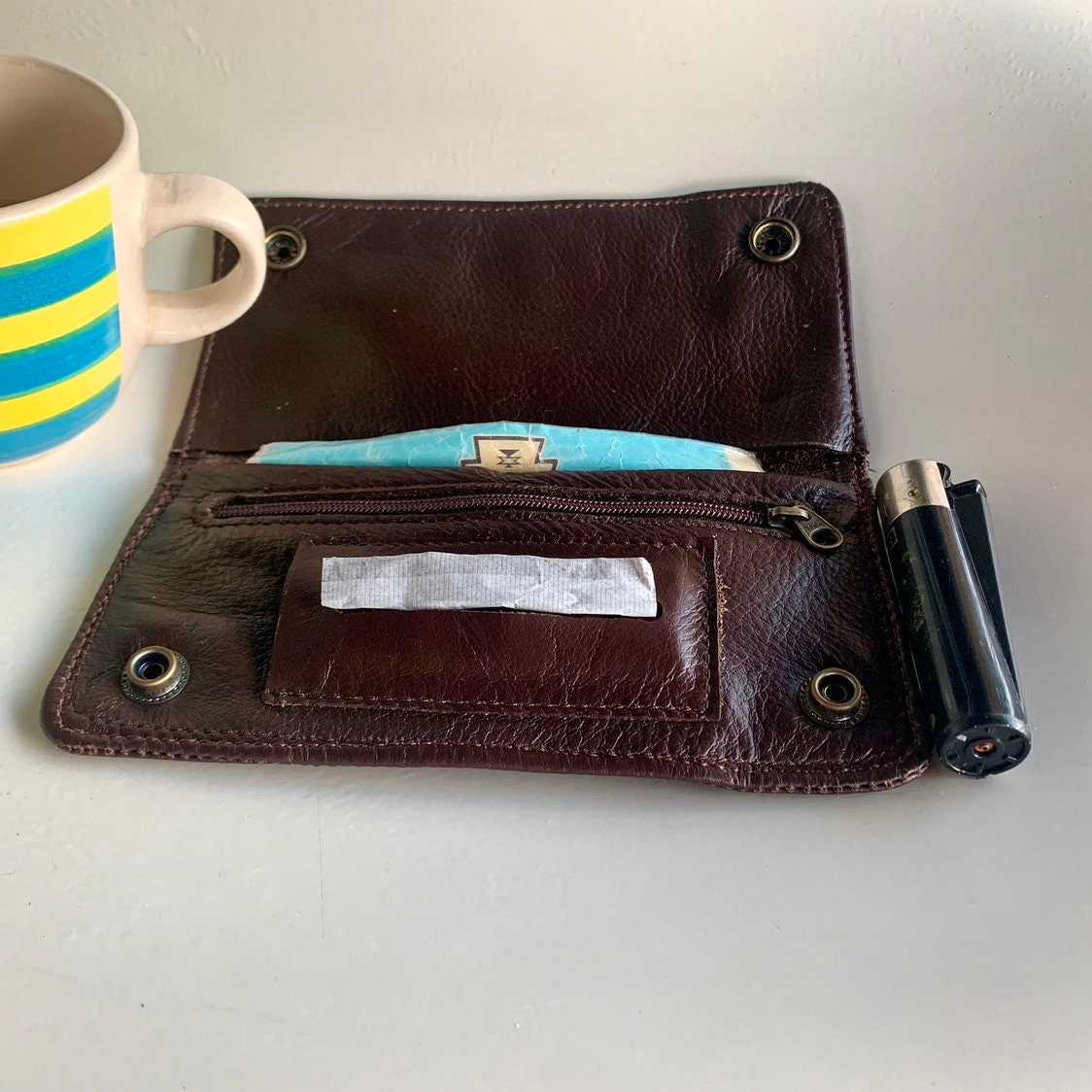 Black Soft Leather Tobacco Pouch | Tobacco Case