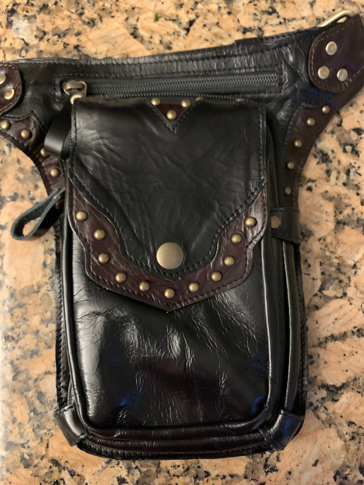 Genuine Leather Drop Leg Bag | Burning Man Leg Holster | Thigh Bag for Bikers | Thigh Bag Holster