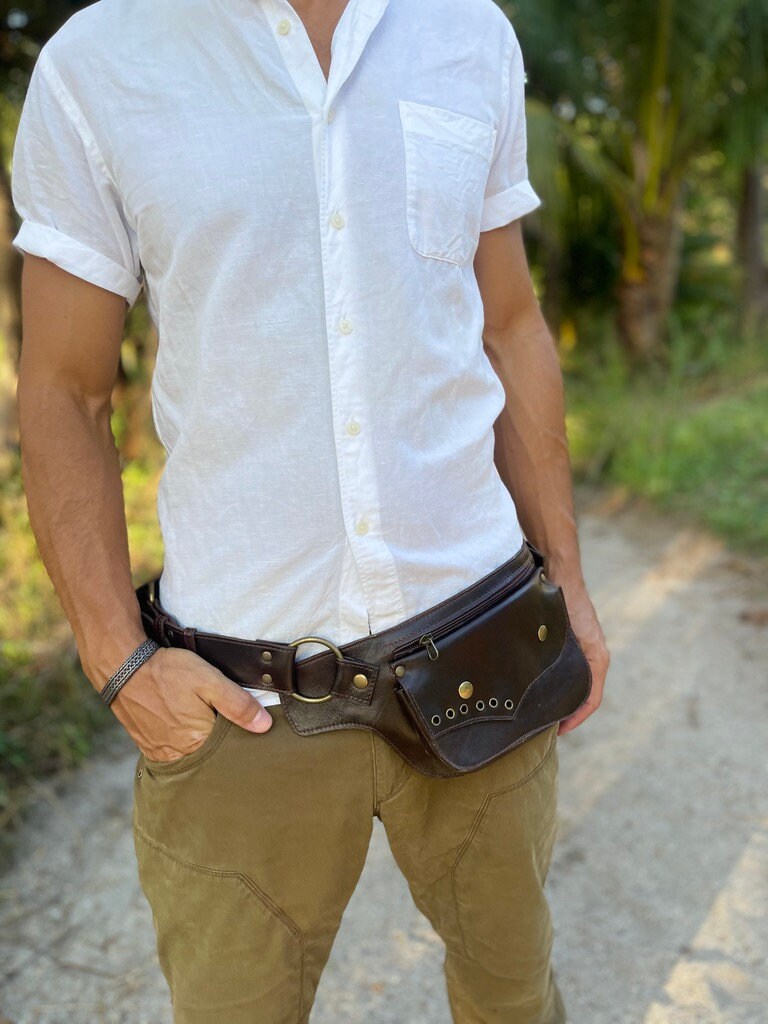 Genuine Leather Hip Bag, Leather Bum Bag, Leather Belt Bag, Leather Pocket Belt | Leather Travel Belt for Men or Women