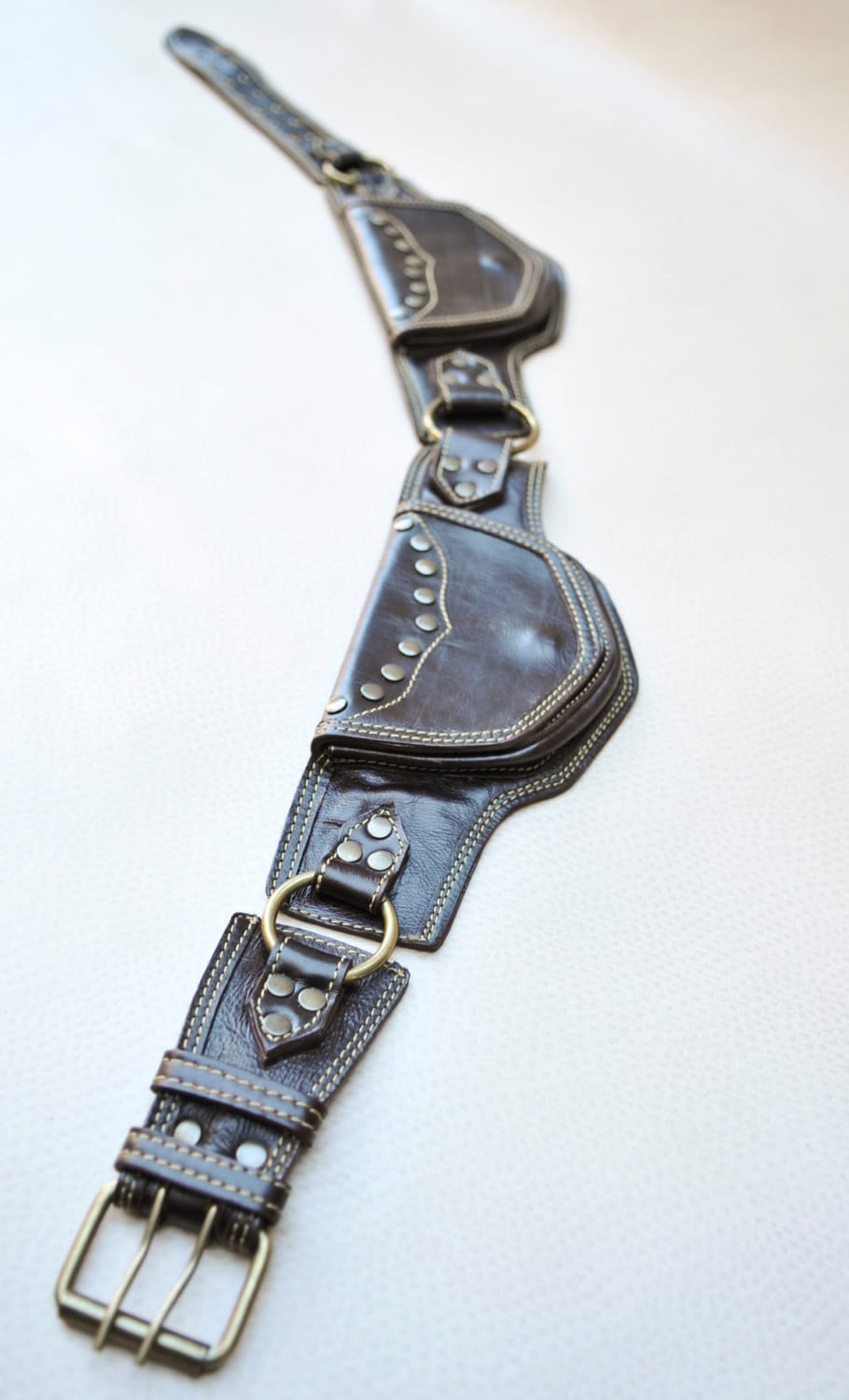 Genuine Leather Utility Belt, Belt with Pockets | Men's Travel Belt | Western Style Pocket Belt