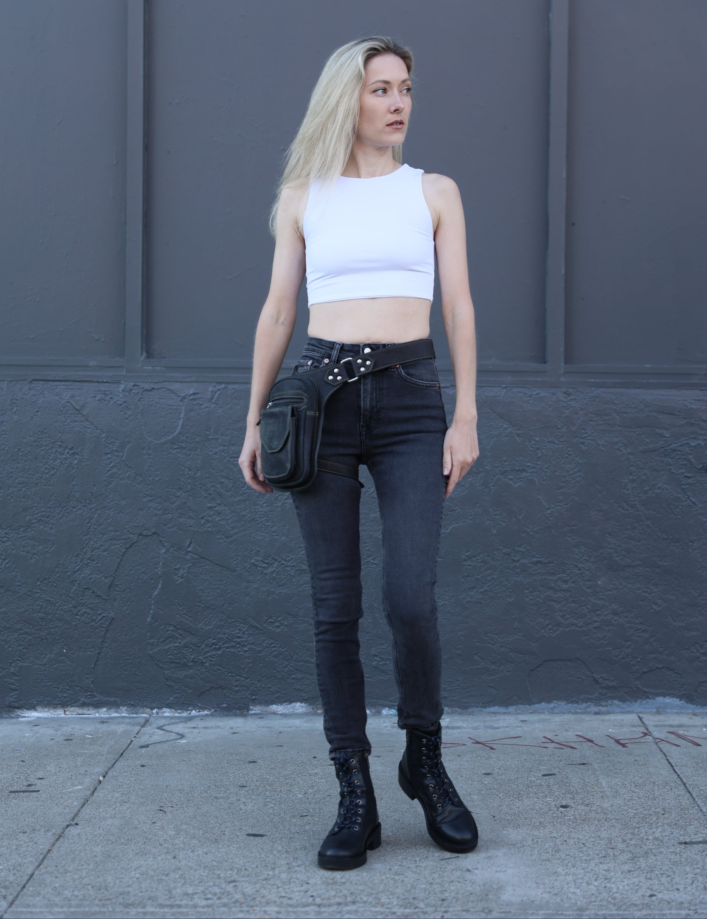 Leather Leg Bag with Removable Strap