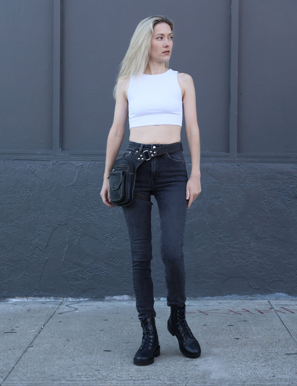 Motorcycle Leg Bag  | Biker Holster Bag | Festival Belt Bag with Removable Leg Strap | Brown Drop Leg Pouch with Leg Strap| Hiking Belt