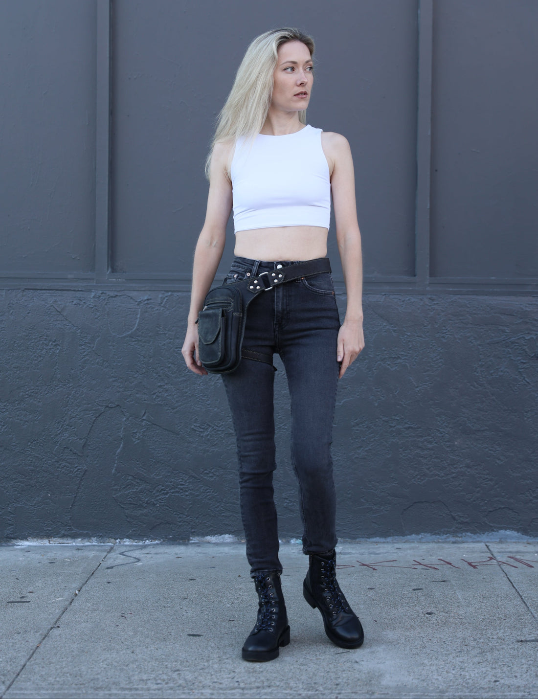 Leather Leg Bag with Removable Strap