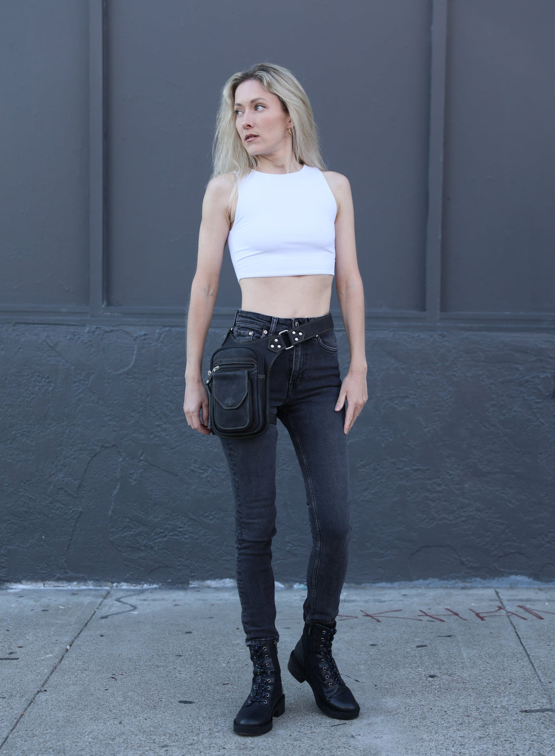 Leather Leg Bag with Removable Strap