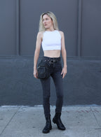 Motorcycle Leg Bag  | Biker Holster Bag | Festival Belt Bag with Removable Leg Strap | Brown Drop Leg Pouch with Leg Strap| Hiking Belt