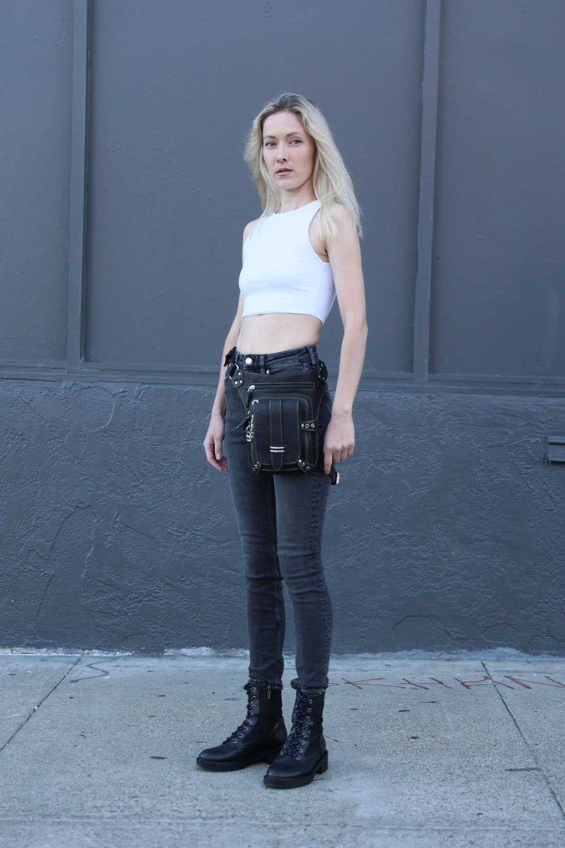 Black Leather Hip Holster Bag