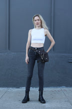 Genuine Sleek Black Leather Pack Hip Holster | Drop Leg Belt with Spacious Compartments | Unisex Style