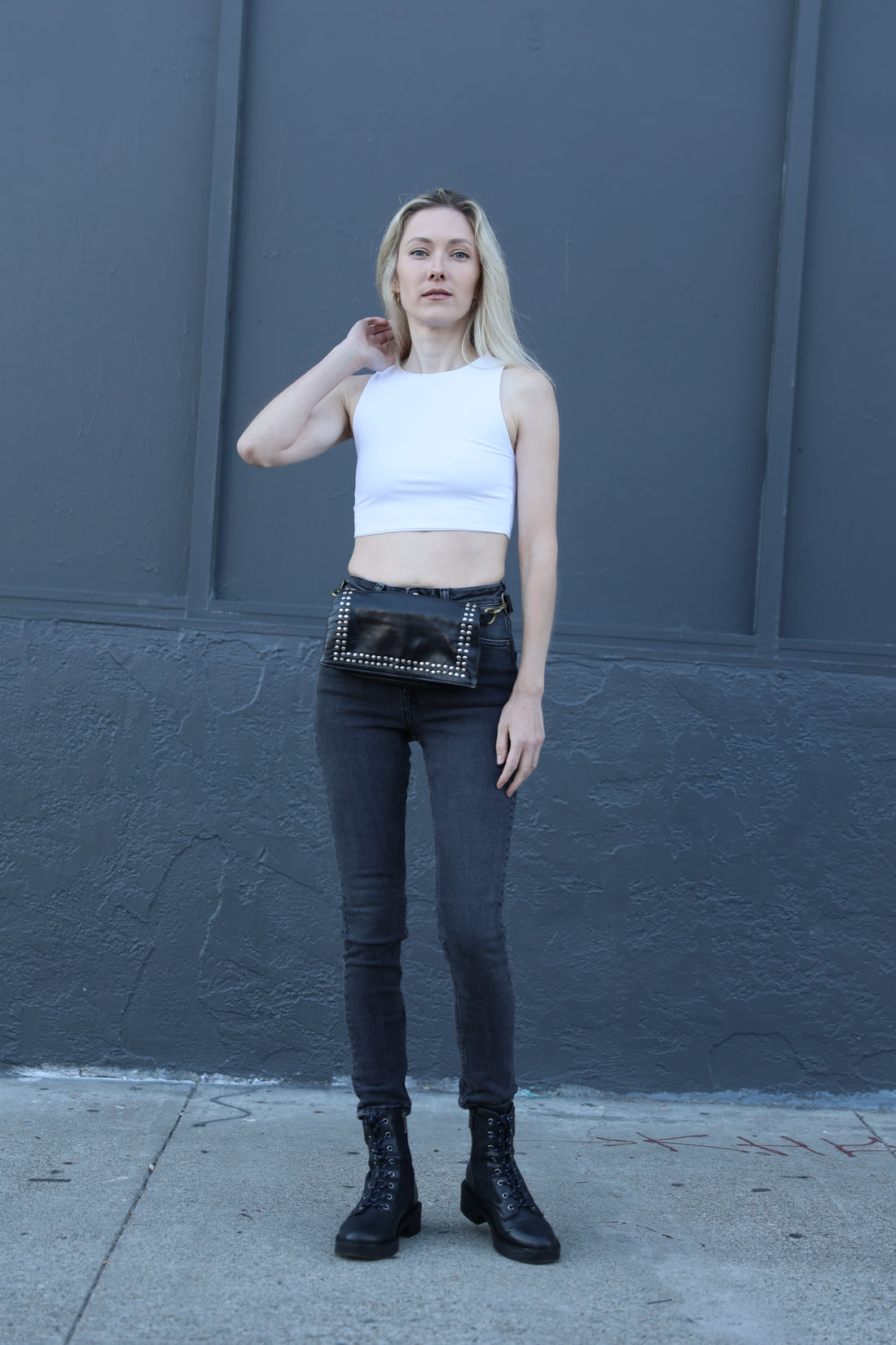 Studded Leather Belt Bag