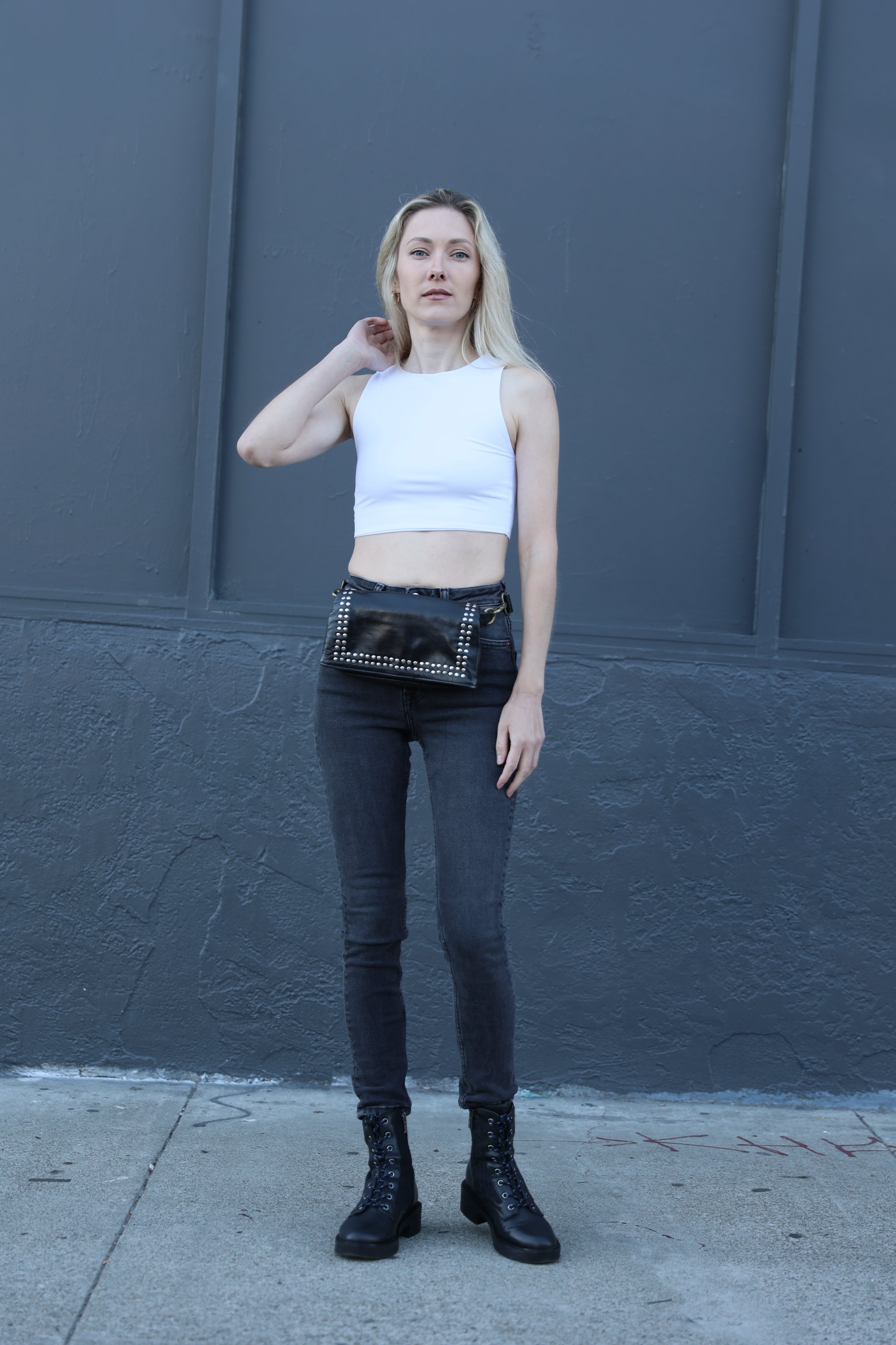 3-in-1 Studded Leather Belt Bag – Fanny Pack, Crossbody & Purse