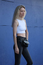 Handcrafted Leather Hip Belt Bag – Black & Dark Brown | ELLKO