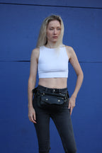 Handcrafted Leather Hip Belt Bag – Black & Dark Brown | ELLKO