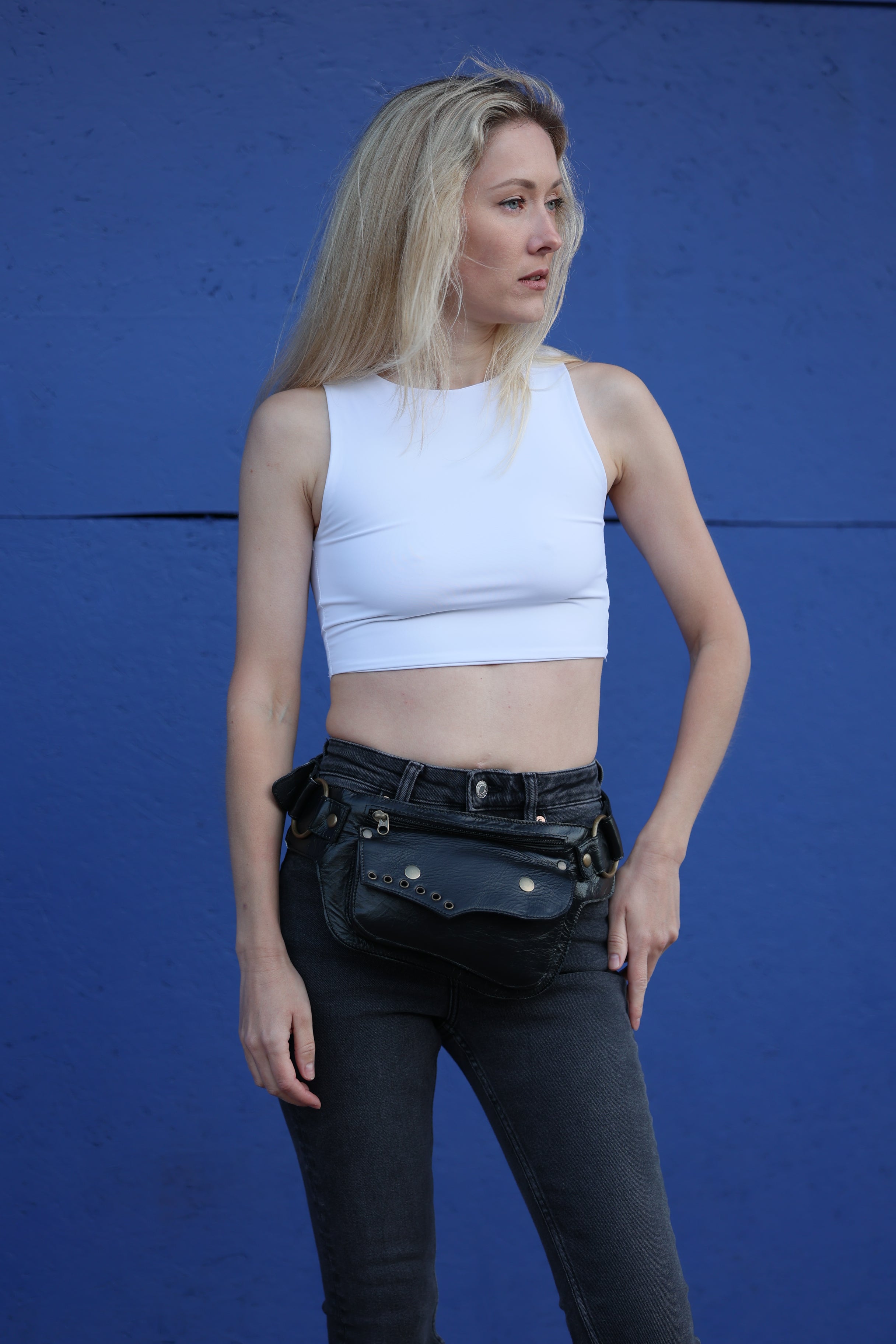 Handcrafted Leather Hip Belt Bag – Black & Dark Brown | ELLKO
