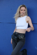 Handcrafted Leather Hip Belt Bag – Black & Dark Brown | ELLKO