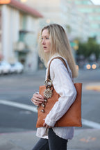 Chic Leather Flower Charm Keychain Ring | Handbag and Purse Designer Tassel Embellishment | Rearview Mirror Charm | Gift Package Faux Bow