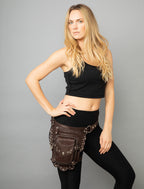 Burning Man Black Leather Utility Bag with Leg Strap , Leg Pouch Holster, Drop Leg Thigh   Bag with Removable Strap