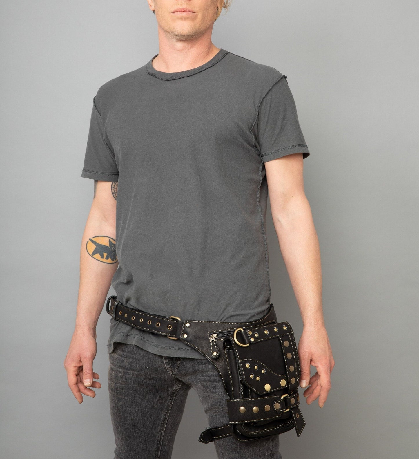 Motorcycle Leather Leg Bag | Burning Man Leg Holster |Genuine Leather  Drop Leg Pouch | Festival Thigh Bag