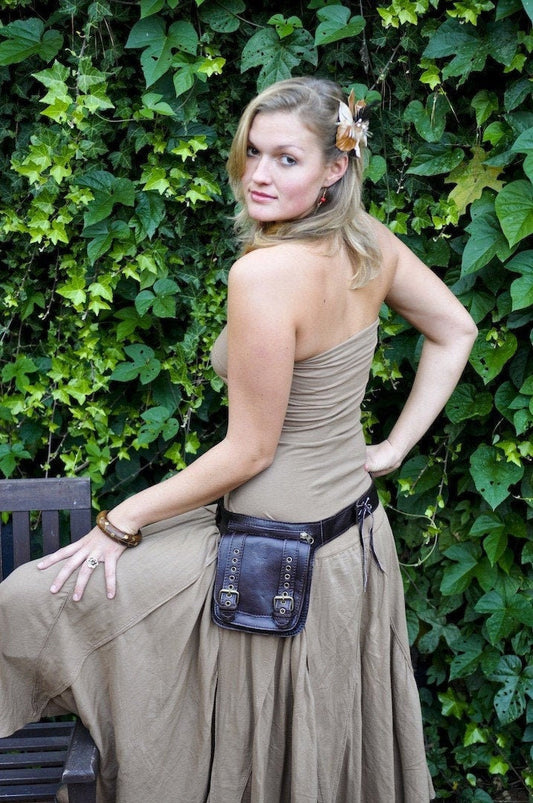 Leather Utility Belt with large pouches for your on the go needs in Brown