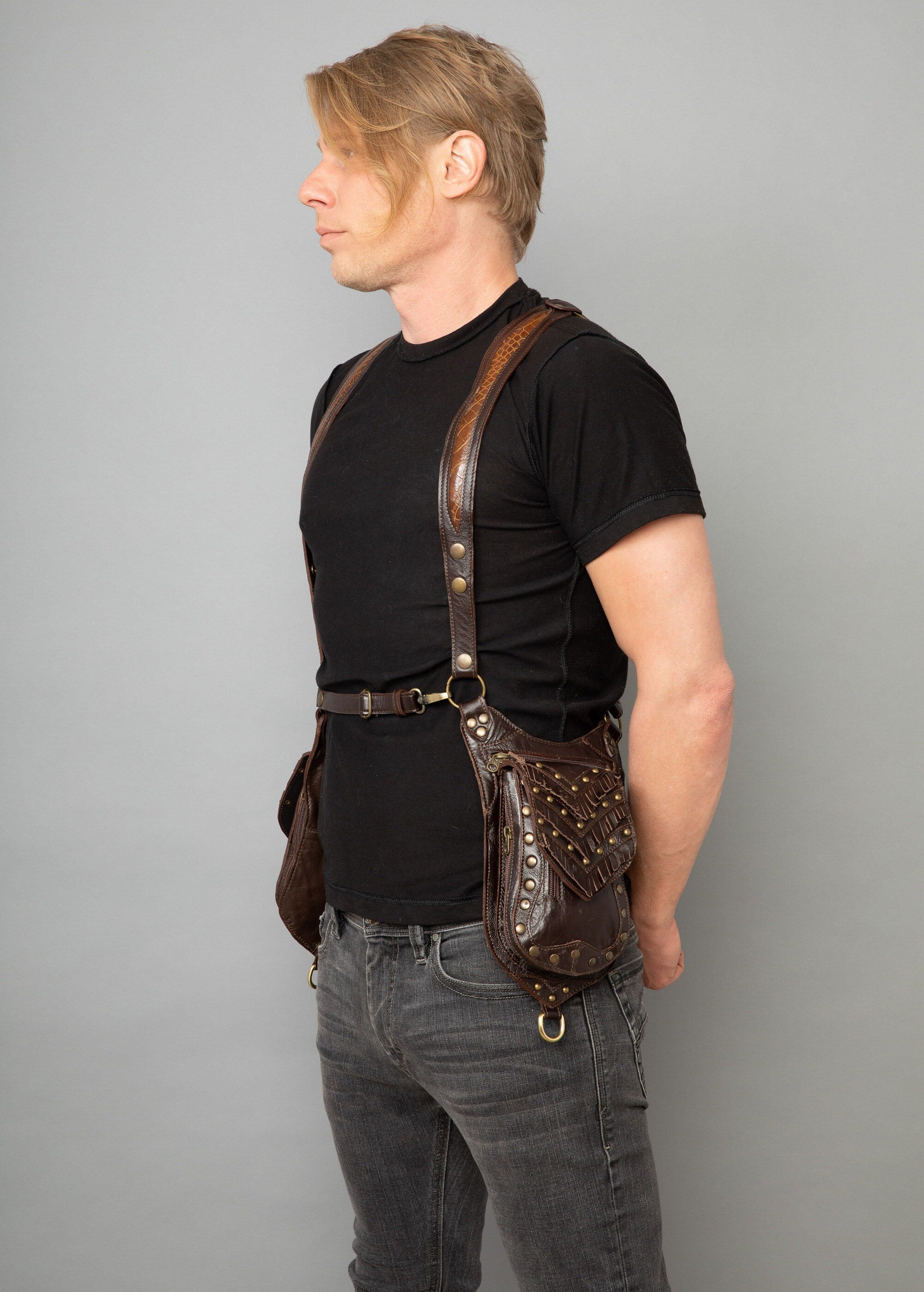 Double Pouch Leather Shoulder Holster