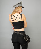 Burning Man Black Leather Utility Bag with Leg Strap , Leg Pouch Holster, Drop Leg Thigh   Bag with Removable Strap