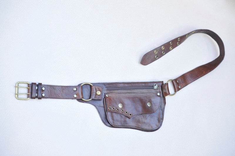 Handcrafted Leather Hip Belt Bag – Black & Dark Brown | ELLKO