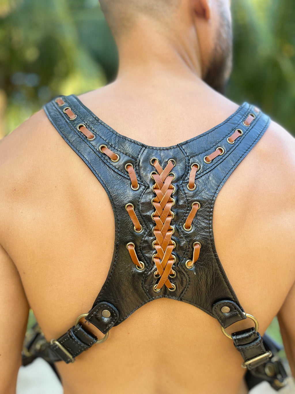 Leather Black Holster with Shell, Pouches, Key Rings ⎮ Festival Holster with Pockets | Burning Man Holster with Shell | Travel Pocket Vest