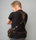 Genuine Leather Double Pouch Vest Style Shoulder Holster For Men or Women | Motorcycle Biker Gear | Festival Phone Holster| Camera Harness